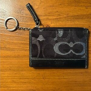 Coach Black and Silver Signature Card Holder